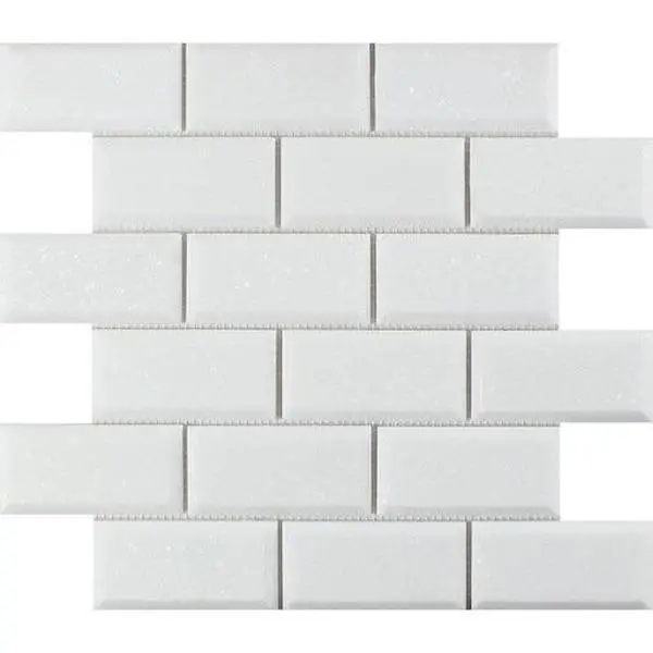 Thassos White 2x4 Beveled Marble Subway Tile Sample
