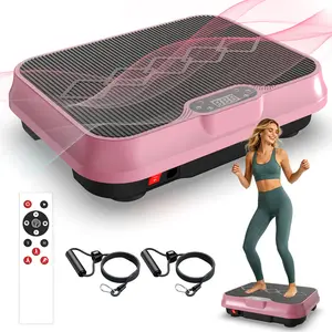 Vibration Plate Exercise Machine with Remote Control & Resistance Bands for Home Gym - Adjustable Speeds, LED Display, Stable Anti-Slip Design, 350LBS Capacity