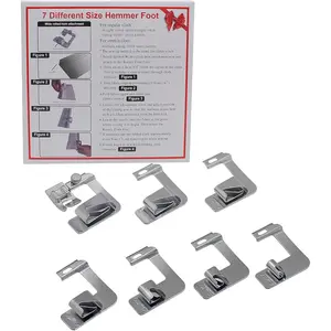 7 count Adjustable Rolled Hem Foot Sewing Machine Presser Foot Hemmer Foot Set for   Janome Babylock Juki