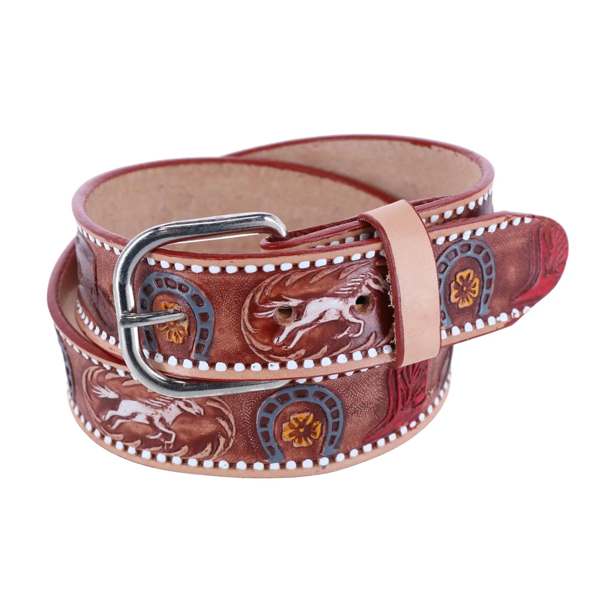CTM Boys Cowboy Print Embossed Belt, Casual And Jean Belts