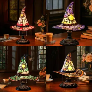 Witch Hat Lamps, USB Stained Resin Glowing Gothic Retro Resin Lamp For Bedroom Party With Mystical Charm, Creative Wizard Hat Shape Lights For Indoor Party Haunted Mansion Halloween Decoration Ornaments by SC Retail