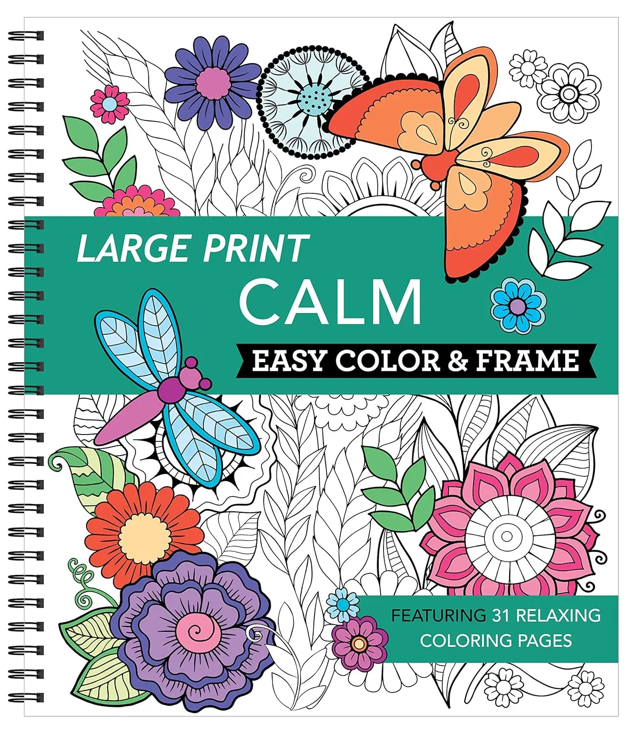Relaxing Coloring Book - Calm, Stress-Free, Large Print, Easy to Color & Frame, Thick Paper, Perforated Pages