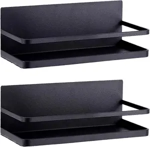 Rack Refrigerator Side   Rack Kitchen  Shelf  Fridge Shelf  Space Saver for Kitchen/Apartment 2 Pack (Black)