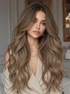 Wig Without Bangs, Long Hair, Full Head Coverage Machine Made, Rose Net Fashion Natural Smooth, All Seasons