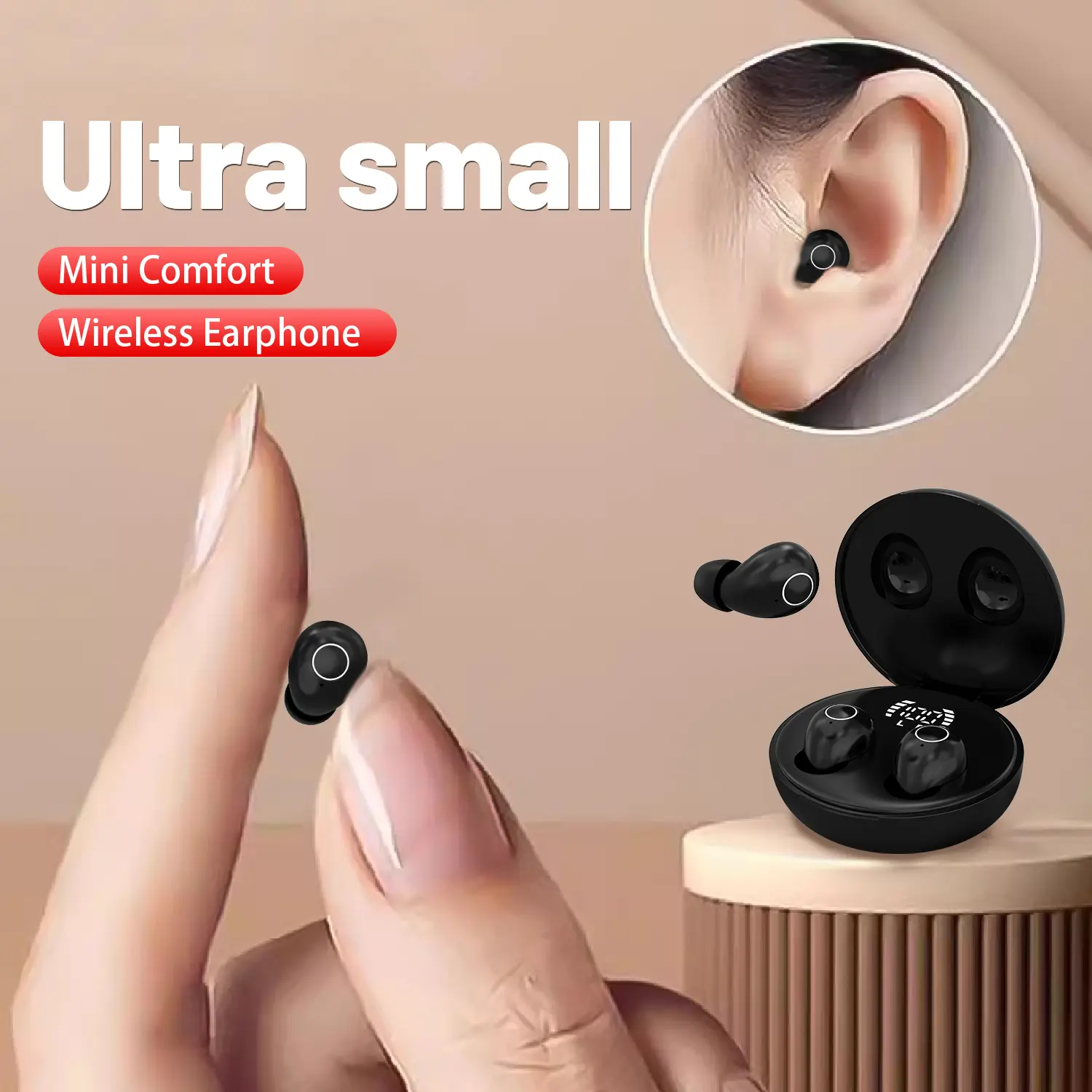 Ultra Mini Invisible Earbuds - Bluetooth 5.4 Wireless Audio Electronic Headset, Hidden Comfortable Design for Side Sleepers, No Pain All-Night Wear, Low Latency, Long Battery Life, Noise Cancellation for Deep Sleep, Deep Sleep Playback
