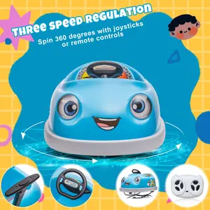 12V Electric Kids Ride-On Bumper Car - Power Wheels with Remote Control, 360-Degree Spin, Push Rod Rocker Horse Function, 3-Speeds Toy Gift for 1-4 Years Babies & Toddlers