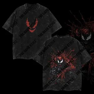 CARNAGE Double Printed Oversize Lightweight Acid Washed Tee TV Show Graphic Top Cotton Gift T-Shirt For Comic Lover, Gift T-Shirt For Movie Lover boys  merch