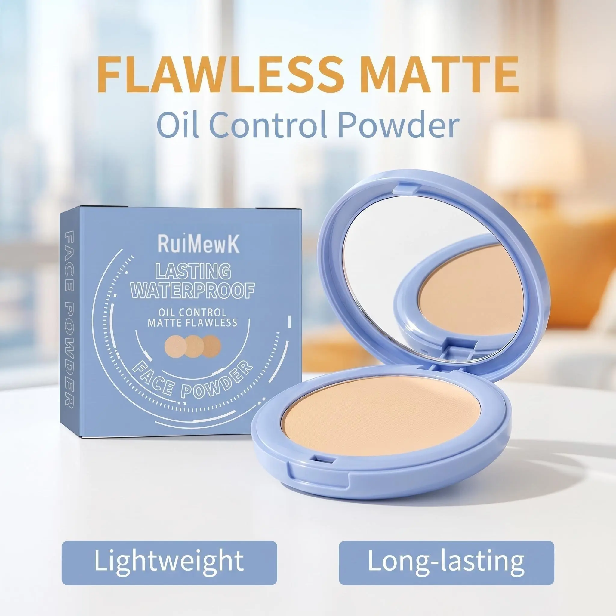 【2PCS】Oil Control Pressed Powder Matte Finish for Oily Skin, 24H Long Lasting Shine Blotting Waterproof Setting Powder, Pores Minimizing Translucent