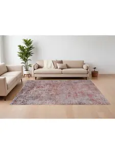 212 MAIN Casual Power-Loomed Abstract Print Low-Pile Polyester Blend Rectangle Size Area Rug, 10 x 13 ft, Red & Gray