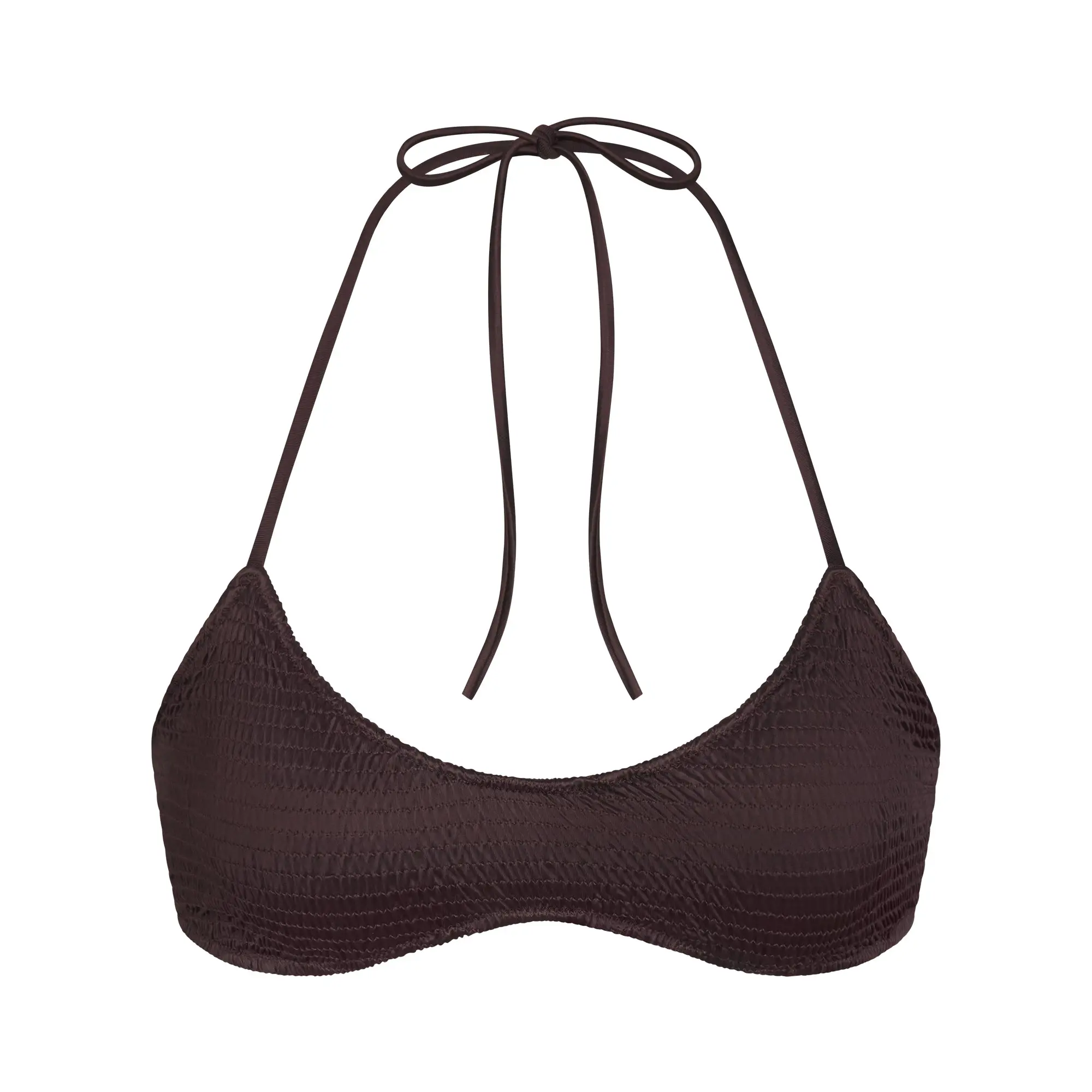 SKIMS SATIN SWIM SMOCKED SCOOP BIKINI TOP
