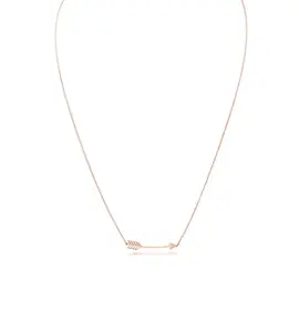 Ivy & Bauble Stainless Steel Arrow Pendant Necklaces in Rose-Gold Plating, Gift for Her, 16"+2”