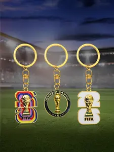 2026 World Cup Creative Keychain Painted Enamel UV Printed Metal Keychain Event Gift Souvenir