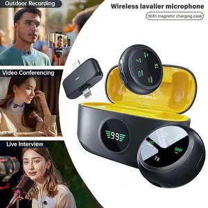2 Pack Wireless Lavalier Microphone for IOS & Android – Choose Black or Yellow Case, USB-C/Lightning Adapters Included, ANC Noise Cancellation, Mute Button, TX Dual Mics – for TikTok, YouTube, Vlog, Recording, Live Streaming, Noise Cancelling Mics