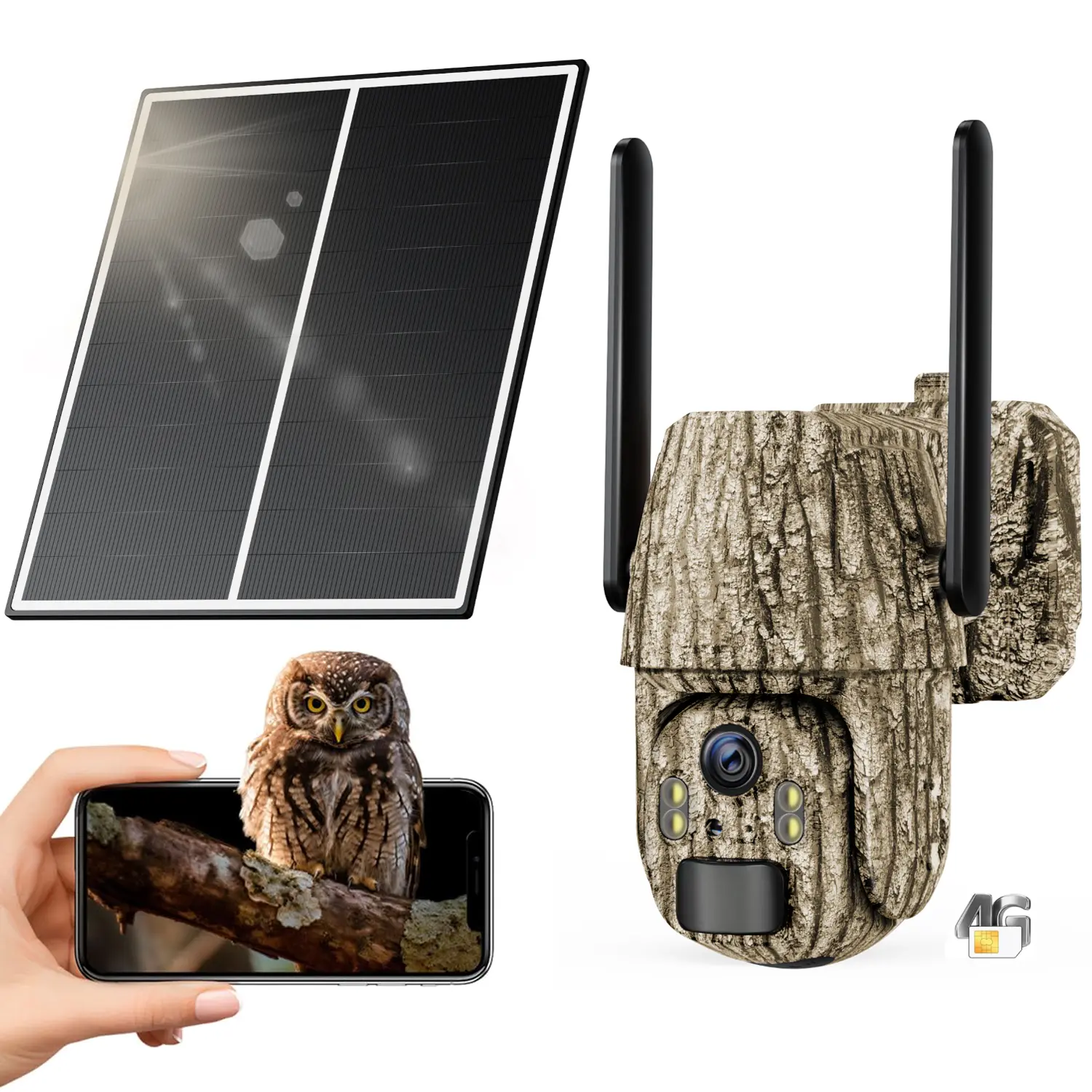 4G LTE Cellular Trail Camera Solar Powered Wildlife Scouting Cam 2K HD Live View 360° Panoramic View 0.2s Fast Motion Detection IP66