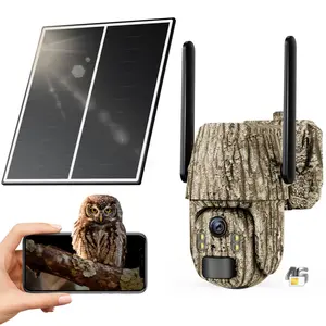 4G LTE Cellular Trail Camera with Built-in SIM Card, Solar Powered Game & Deer Camera, 2K HD Live Streaming, 360° Panoramic View, 0.2s Fast Motion Activation, Remote Access & Control, Supports Unlimited Data Plan