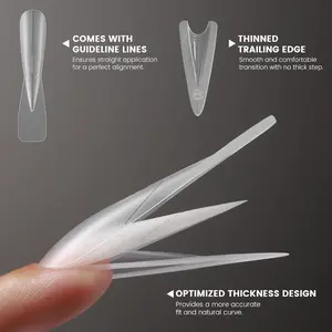 YOKEFELLOW Original Sandwich Nails Dual Forms W560 Stiletto Clear Nail Mold with Guide Lines for Quick Nails Extension Reusable Nail Forms 240PCS/BOX 15 Size Nail Extension Upper Forms No Paper Forms Needed Plastic Pre-Shaped Form Salon Nail Art Tools