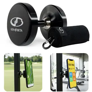 GEN BETA Magnetic Phone Holder & Waffle Towel Set, Ultra-Strong Gym Magnet Mount - Content Creator Kit for Gym, Golf, Kitchen & Garage - iPhone & Android Compatible