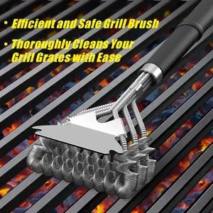 BBQ Wire Grill Cleaning Brush, Durable Non-stick Surface Cleaner Tool, Ergonomic Design Sturdy Grill Scraper for Outdoor Backyard Cooking & Camping