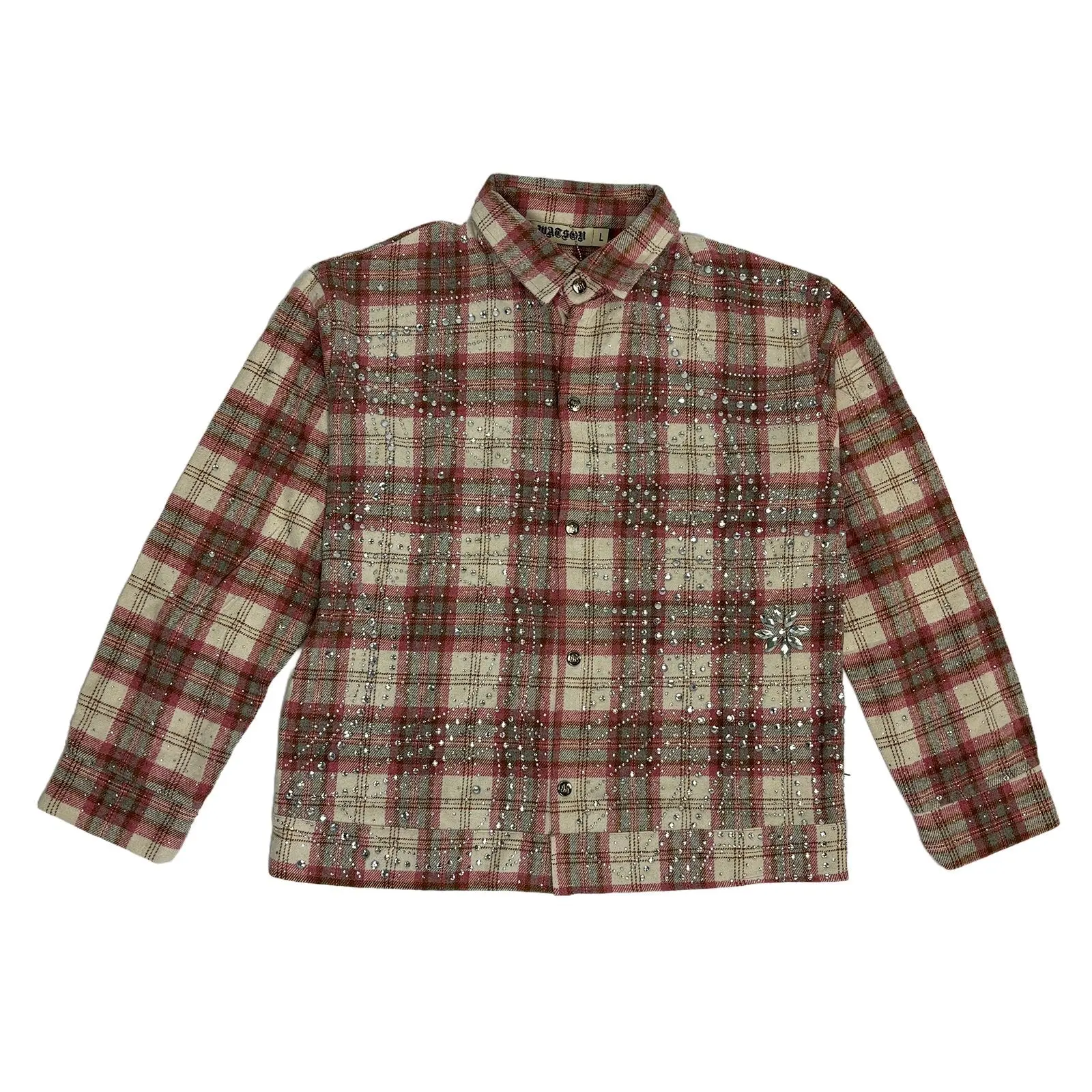 WATSON SPIDER WEB CRYSTAL BROWN AND PINK DIP DYE FLANNEL SHIRT