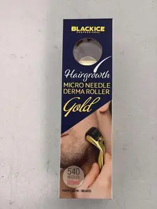 Blackice Gold Micro Needle Derma Roller 0.5mm for Hair & Beard, Stainless Steel Microneedling Roller, Home Use Grooming Tool with 540 Needles