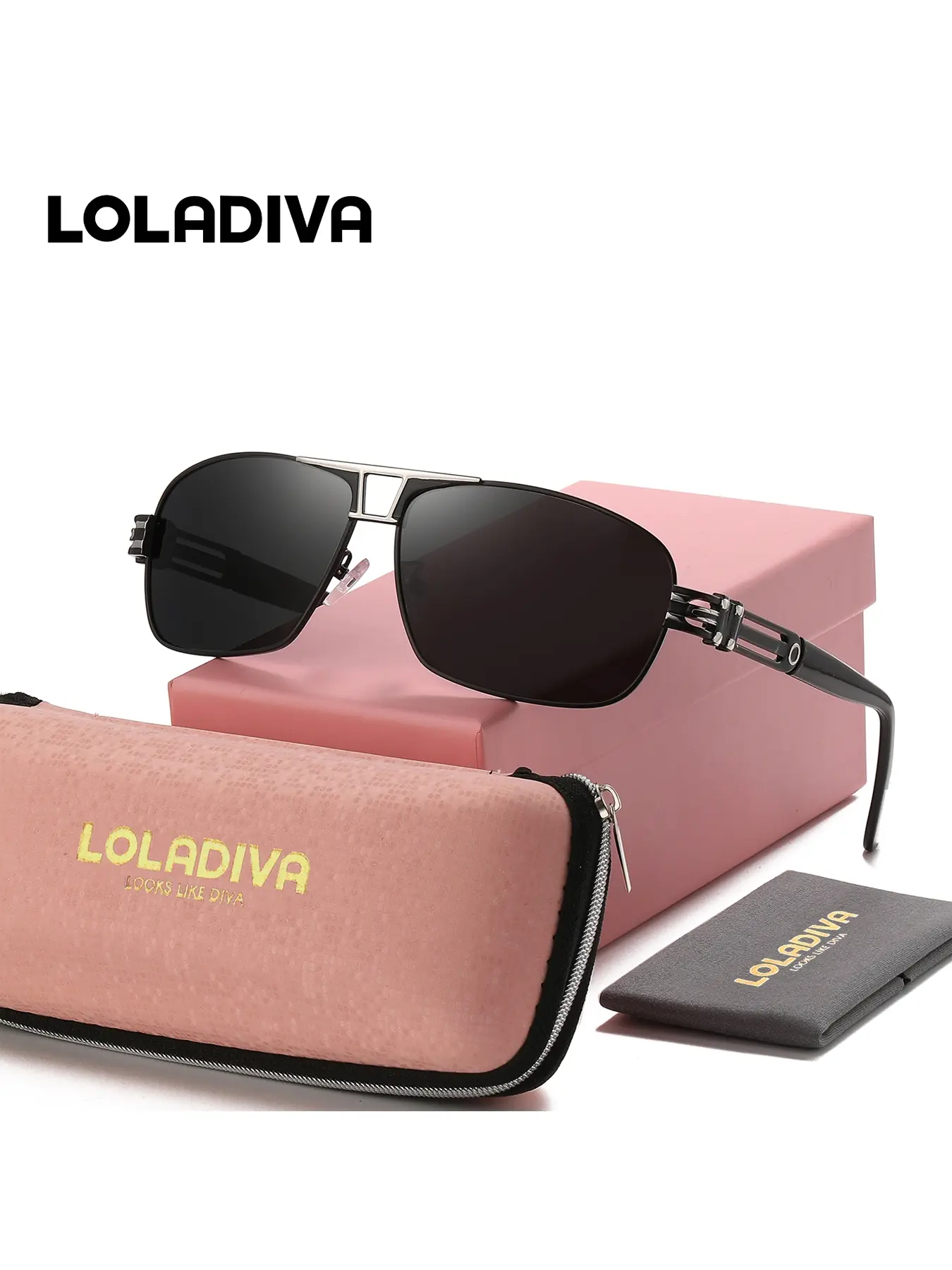 LOLADIVA Unisex Classic Design Full Frame Sunglasses Enduring Appeal Rectangle Frame Sunglasses UV400