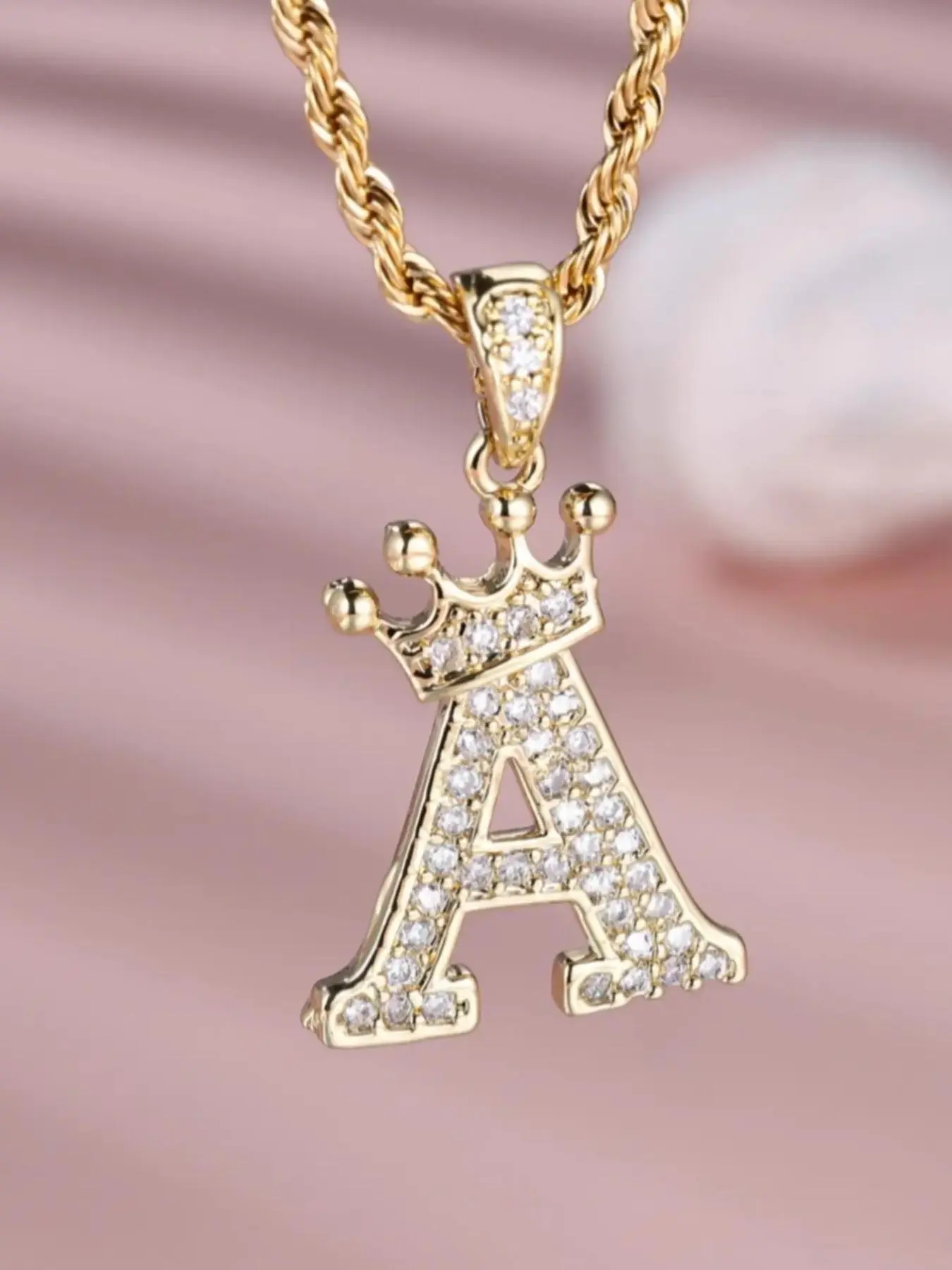 Rhinestone Decor Letter Design Pendant Necklace for Women, Dainty Initial Necklaces Fashion Jewelry for Party, Daily Decor, Trendy All-match & Exquisite Jewelry for Birthday Gift