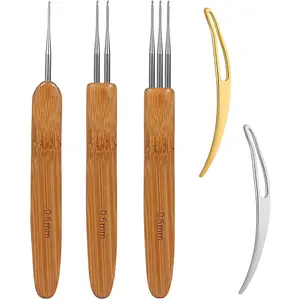 5Counts Dreadlock Crochet Hook Tool Kit Braid Hair Dreadlocks Needle Weaving Crochet DIY Braid Hair Weaving Tool Braid Craft Knit Hair Styling for Braid Craft (0.5mm)