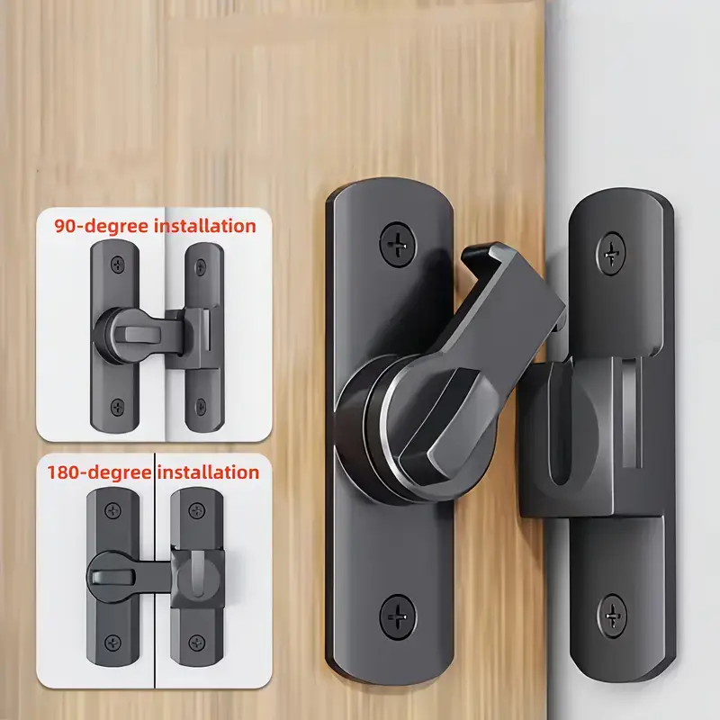 3Pack 90/180 Degree Rotating Sturdy Security Bolt Lock, Metal Padlocks - Security Locks, Suitable for Barn Doors, Bathroom Sliding Doors, Garages, Bedrooms, Cabinets - Durable Zinc Alloy Security Door Locks, Commercial Grade for Home Security/Safety,summe