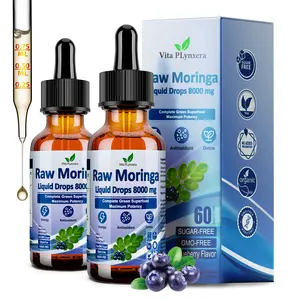 Raw Moringa Liquid Drops 8000 mg, Vitamin B12, Supergreens Blend of Wheatgrass, Barley Grass for Antioxidant, Energy & Immune