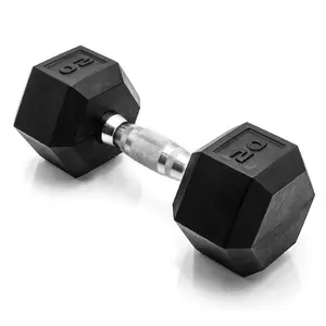 20LB Rubber Encased Exercise & Fitness Hex Dumbbell, Single, Hand Weight For Strength Training 20LB Rubber Encased Exercise & Fitness Hex Dumbbell, Single, Hand Weight For Strength Training