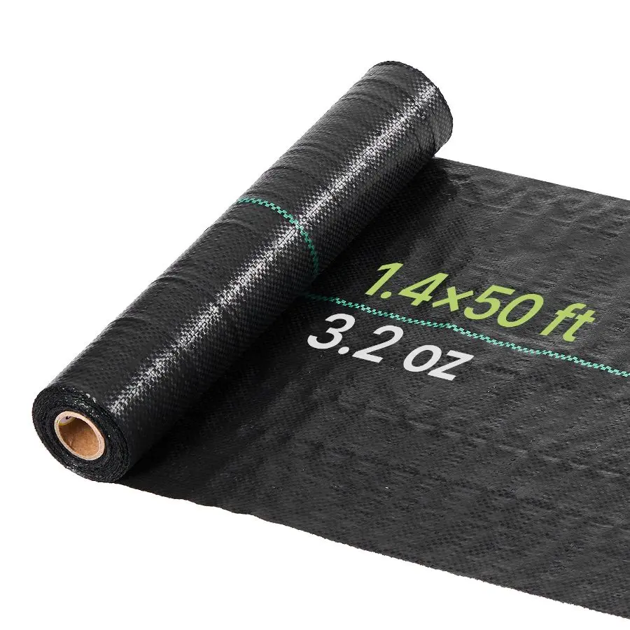 【Summerfinds】 Heavy Duty Woven Weed Barrier Fabric, 1.4x50FT 3.2oz Single Roll Outdoor Geotextile Webbing with Enhanced Tensile Strength, Black Garden Ground Cover Mat for Weed Controldealsforyoudays