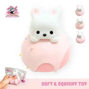 YOYOSQUISHY Bunny Cake Taba Squishy Toy Soft Food-Grade Silicone Hand-Painted Adorable Gift Stress Relief Muddy Texture