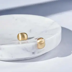 Gold Bean Shape Stud Earrings - Fashion Accessory, matte polish, perfect for daily wear