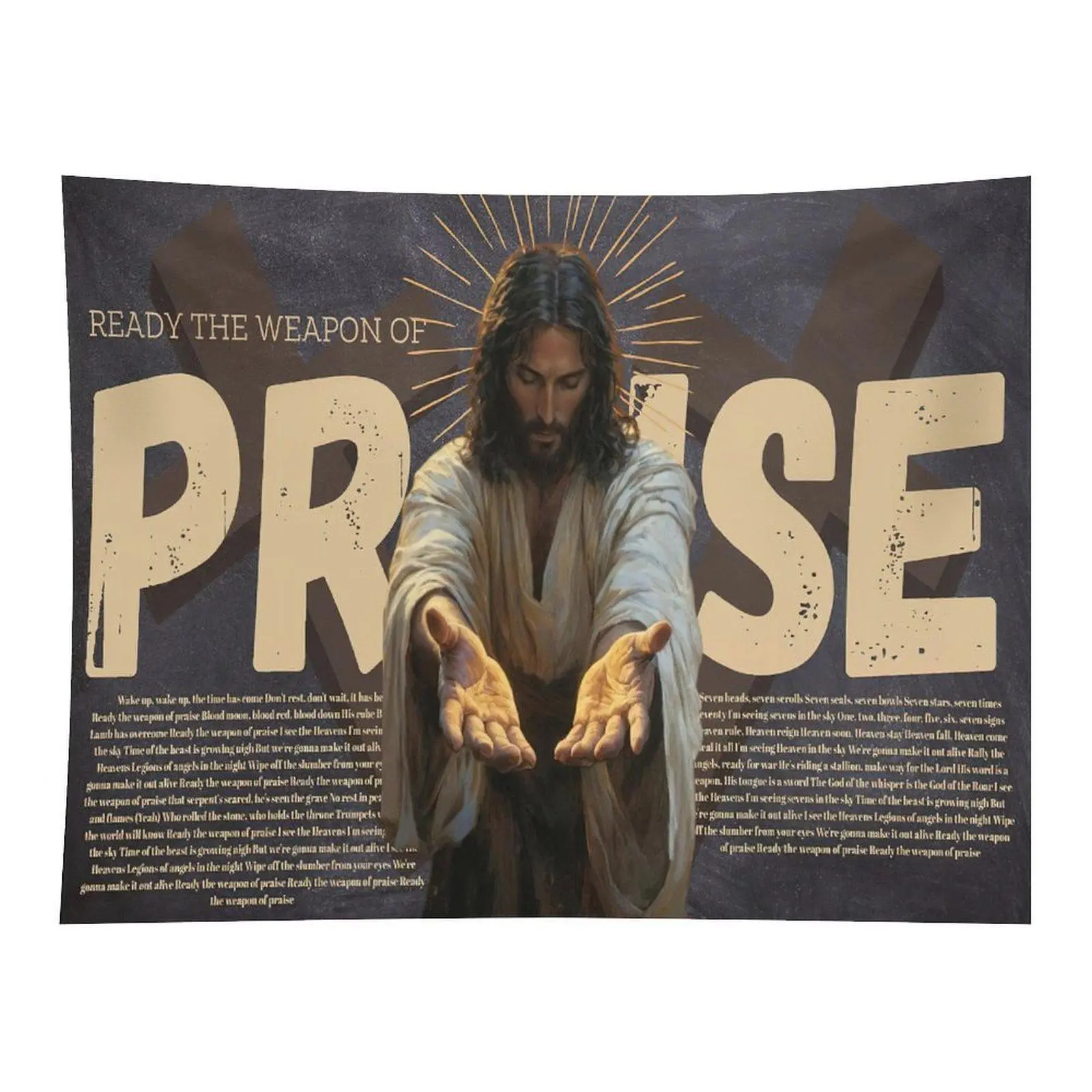 Ready The Weapon Of Praise Tapestry Jesus Christian Religious Wall Hanging Decor