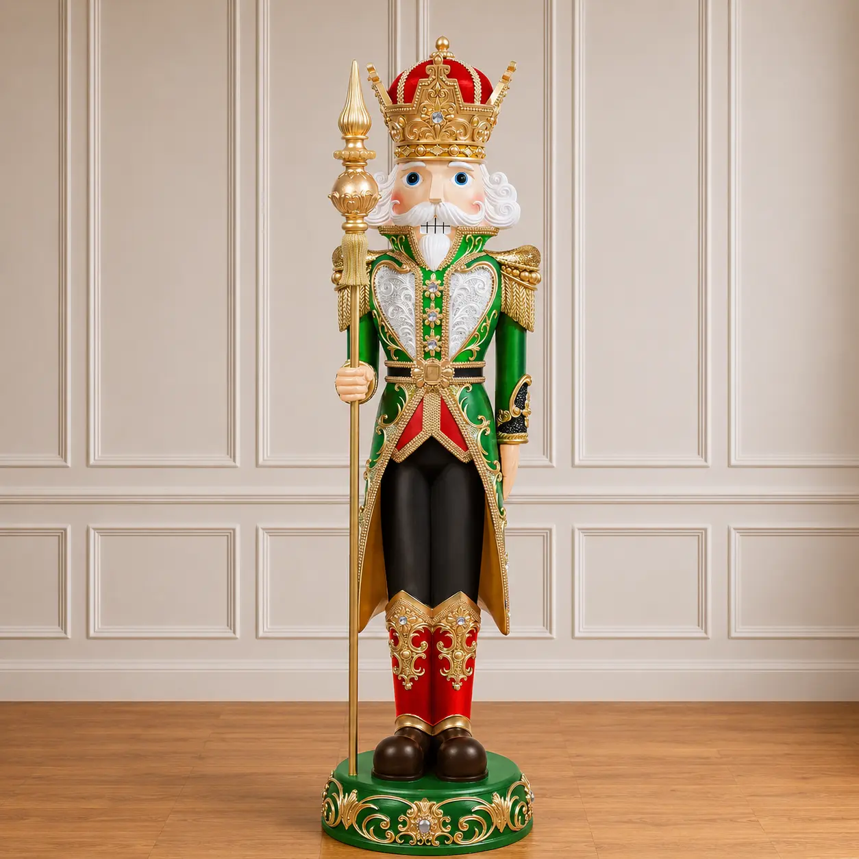 5 FT Red & Green King Nutcracker With Staff