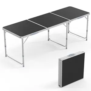 GEEKHOM 6ft Folding Camping Table with Carry Handle,Portable Utility Table Multipurpose for Party Picnic Tailgating Outdoor Patio Garden Indoor Kitchen