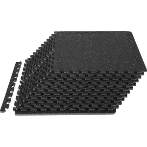 【Summervibes】VEVOR 12 PCS 1/2 inch Thick Gym Floor Mats, 24" x 24" EVA Foam & Rubber Top Interlocking Workout Floor Mats with 48 sq.ft Coverage, Waterproof Exercise Puzzle Flooring for Gym, Home, Garage, Basemen
