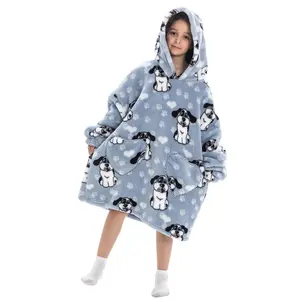 Cartoon Pattern Hooded Blanket, Cozy Hooded Blanket, 1 Piece Kids Oversized Blanket Hoodie, Soft Comfortable Warm Throw Blanket, Blanket Hoodies with Pocket, Bedding Supplies for Home Bedroom Boys Girls