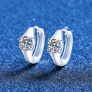 New Moissanite Earrings, S925 Sterling Silver Cuff Earrings, Luxury Style, High-End, Simple Earrings