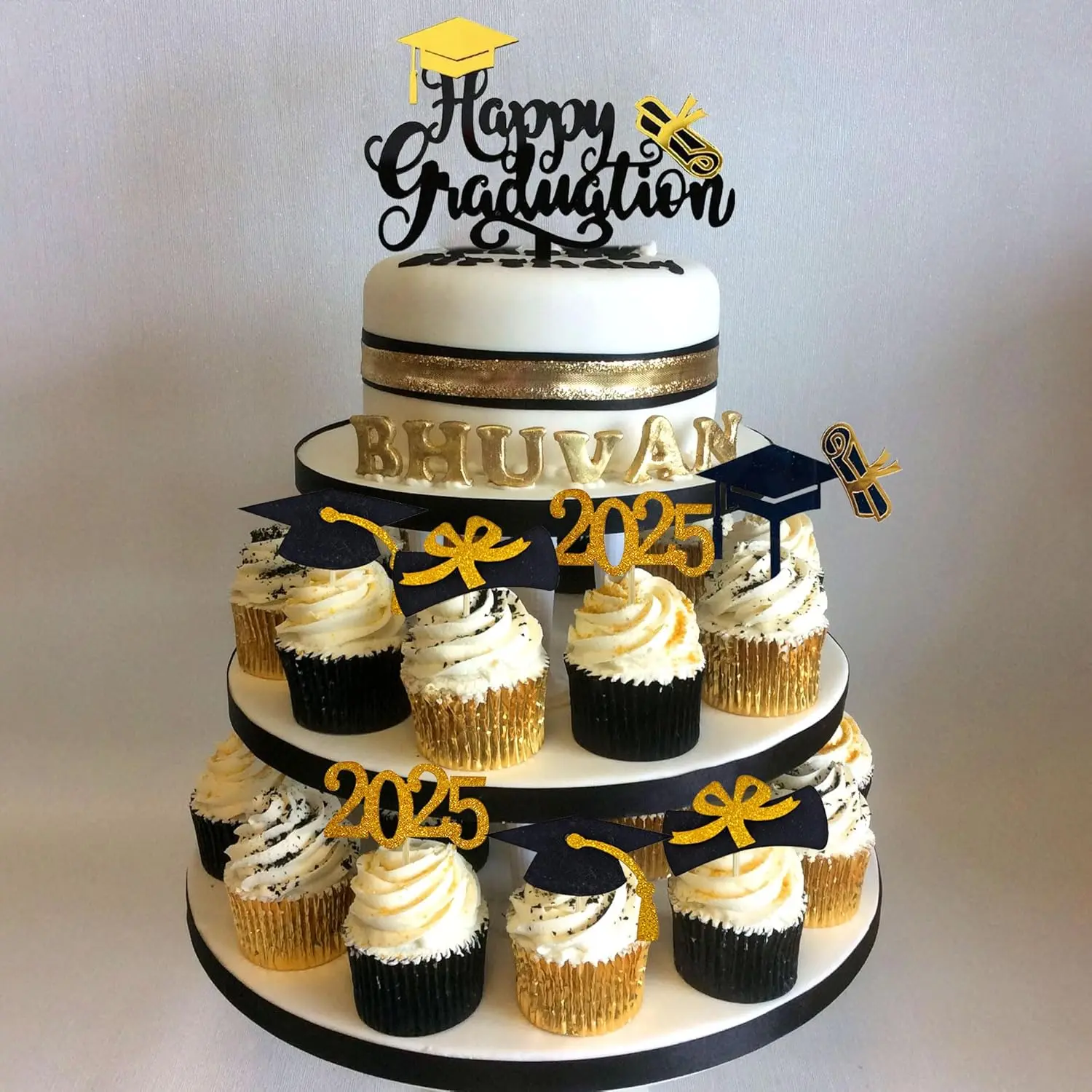 2025 Graduation cake Toppers,Class Of 2025 Cupcake Toppers For Party Decoration 2025 School Grad Party Supplies Graduation Cap