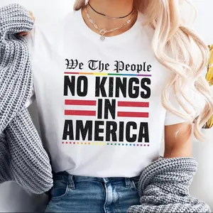 No Kings in America Graphic Tee – Patriotic Protest Shirt for Women