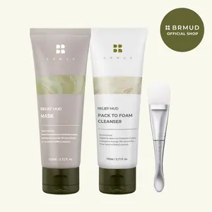 [Official Shop] BRMUD Mudcare Duo Set – Pack to Foam Cleanser + Relief Mud Mask + Brush | Deep Cleansing, Pore Care, Mud Therapy, Clean Beauty, Skin Detox