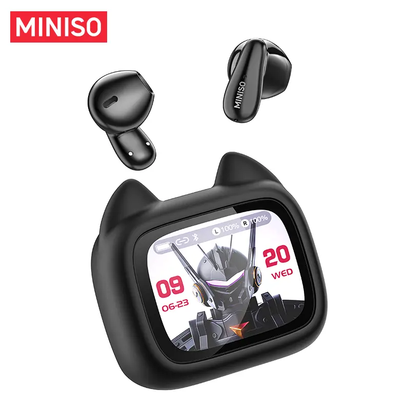 MINISO MS102 Bluetooth Headphones 6.0 with LED Display High-Fidelity Wireless IPX5 Waterproof Noise-Canceling Microphone Stereo In-Ear for Office Sports Study