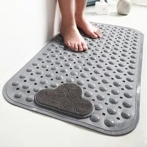 Cloud Pattern Bath Mat, Bathroom Floor Mat, 1 Count Non-slip Bathroom Massage Mat with Suction Cup, Round Hole Design Quick Drain Mat for Shower Room