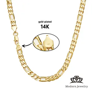 14K Gold-Plated Figaro Chain Necklace for Women Men-2mm/10mm Wide,24" ltalian-Style Cuban Link, Tarnish-Free Nanotech Coating, Hip Hop Streetwear, MinimalistLayering Jewelry, Gift for Him Women accessories