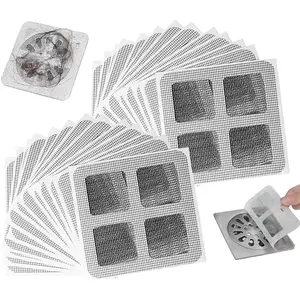 30PCS Disposable Floor Drain Sticker, Floor Drain Filter Hair Catcher Shower Drain Mesh Stickers Shower Hair Drain Catcher Stickers for Bathroom Laundry Bathtub Kitchen