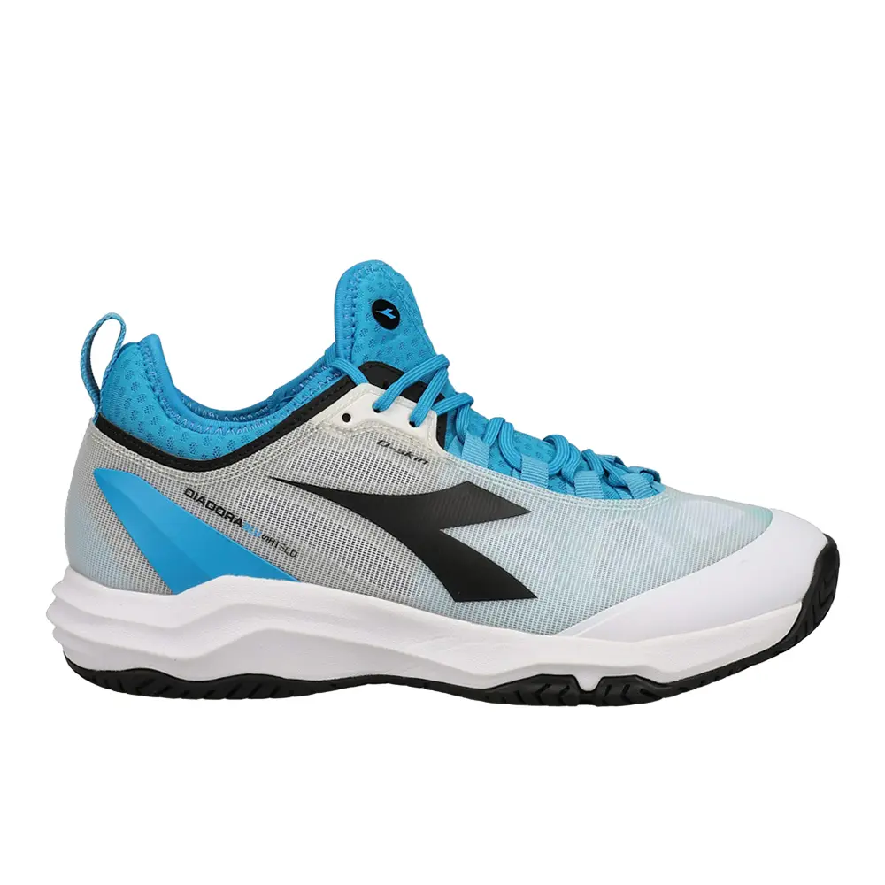 diadora Mens Speed Blushield Fly 3 Plus Ag Tennis Sneakers Shoes - Black, Blue, White