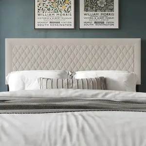 Lumo Velvet Upholstered Headboard - Geometric Diamond Line Design, Adjustable Height, Soft 100% Polyester Velvet, Modern Minimalist Bedroom Decor