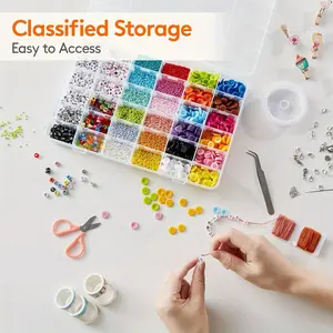 3-Pack Storage Box Organizer with Adjustable Dividers, 36-Grid Transparent Stackable Plastic Organizer Box
