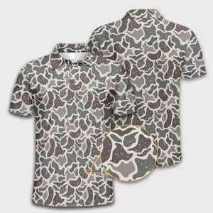 Retro Camouflage  Pattern Golf Polo Shirt Lightweight Short Sleeve Outdoors Performance Print